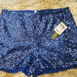 Blue Sequin Shorts